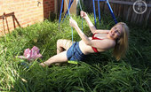 Girls Out West Bobbie Swings 303983 In Her Overgrown Backyard, She'S Swinging On The Swings, Legs In The Air, Skirt Upwards, Feet Flying, And She'S Dripping With Wetness And Wants To Get Into The Long Grass And Gets Herself Off With Fingers.