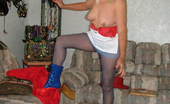 TAC Amateurs Red White And Blue 314797 Hooray For The Red, White And Blue. In This Case Some Very Sexy Blue Pantyhose And A Short-Short Mini For You Leg Lover
