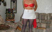 TAC Amateurs Red White And Blue 314797 Hooray For The Red, White And Blue. In This Case Some Very Sexy Blue Pantyhose And A Short-Short Mini For You Leg Lover
