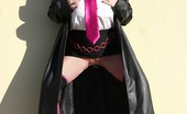 TAC Amateurs Pink Sluts 315014 Dressed With A Raincoat, A Hat, A Pantyhose And Pink Tie, I Play With A Dildo, Peed... My Master Piss On Me I Suck His
