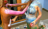 TAC Amateurs Lesbian Messy Body Paint 315785 Watch Me And My Pal Fiona Get Playful And Color Each Other With Finger Paints. Maybe You Can Join In Next Time
