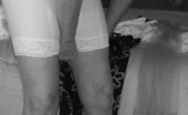 TAC Amateurs Beautiful In Black & White 316286 Vintage Lady In Dress And Hat - Take It Off And Vintage Undies And Girdle And Stockings
