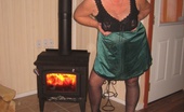 TAC Amateurs Green Teddy 316524 Girdlegoddess In Her Green Teddy Black Girdle And Stockings. One Hot Goddess By The Fire.Im Sure To Make You Hot Too Bab
