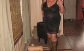 TAC Amateurs Leopard Print Dress 316559 Girdlegoddess In Her Leopard Print Dress, Sexy Black Slip And Pantyhose. Love Those Boots. Perfect For Your Worship.I Co
