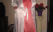 TAC Amateurs White Satin Kimono 316671 Onayural In My Long Satin Nitie And Pretty White Satin Kimono. I Bet You Want To See What Girdlegoddess Has On Under Tha
