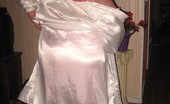 TAC Amateurs White Satin Kimono 316671 Onayural In My Long Satin Nitie And Pretty White Satin Kimono. I Bet You Want To See What Girdlegoddess Has On Under Tha
