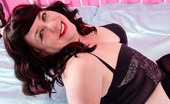 TAC Amateurs Black Stockings & Suspenders 317284 Hi Guys, How Do You Think I Look In My Black Wig With A Touch Of Red, Laying On My Bed In My Silver Black Basque With B
