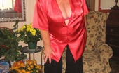 TAC Amateurs Red Satin Shirt 317299 Girdlegoddess, Is Sexy And Relaxed At Home In Her Red Satin Shirt And Pink Hi Heels. Cum And See As She Takes It Off, Sh
