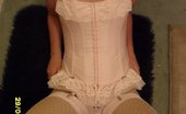 TAC Amateurs Baby Pink 317883 I Found Myself A Nice Baby Pink Basque Up Town And Could Not Wait To Show It Off. Got Myself Some White Fishnet Stocking
