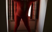TAC Amateurs Red Rubber Catsuit 318769 I Have Always Wanted To Try Skintight Rubber, And Now 'I Love' It - You Will Enjoy Seeing My Curves In These Pics.
