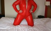 TAC Amateurs Red Rubber Catsuit I Have Always Wanted To Try Skintight Rubber, And Now 'I Love' It - You Will Enjoy Seeing My Curves In These Pics.
