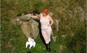 TAC Amateurs Dolly The Sheep 318931 In The Welsh Mountains With A White Bodystocking On And Dolly The Sheep.
