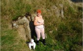 TAC Amateurs Dolly The Sheep 318931 In The Welsh Mountains With A White Bodystocking On And Dolly The Sheep.
