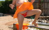 TAC Amateurs Bold And Brazen 319937 Bold And Brazen In Orange - Orange Shoes, Orange Mini-Skirt, Orange Top And Orange Bra And Panties - Boldly Taking It Al
