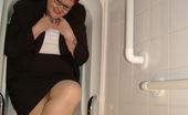 TAC Amateurs Pinstripe Suit 1 319949 Here I Am All Suited Up With Pantyhose And Heals - But In The Bath
