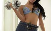 Anetta Keys 324922 Exercising In Her Blue Lingerie
