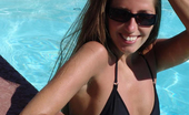 Hairy Arms Black Bikini In Pool
