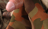 Hot Legs and Feet Candy 328720 Blonde Soldier Candy Gives A Footjob With Camouflage Socks
