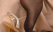 Hot Legs and Feet Lora 328829 Lora Teases With Her Size 9 Feet In Sheer Black Stockings
