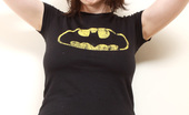 Louisa May 336702 Hot Brunette Babe In Her Sexy Batman Shirt Strips And Plays With Her Nice Tits
