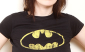 Louisa May 336702 Hot Brunette Babe In Her Sexy Batman Shirt Strips And Plays With Her Nice Tits
