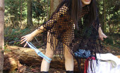 Almond Tease Almond Outdoors 343452 Asian Cutie Almond In Black Shaw In The Woods
