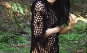 Almond Tease Almond Outdoors 343452 Asian Cutie Almond In Black Shaw In The Woods
