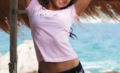 Joon Mali Beach Hut 343708 Asian Teen Flashes Small A Cup Boobs In Tight Black Shorts
