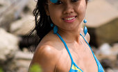 Joon Mali View Talay 343749 Petite Asian Joon Slips Small Hand Into Teal Bikini Bottoms
