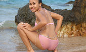 Joon Mali Pink View NN 343804 Sexy Asian Bikini Model Joon In Sheer Pink On Warm Sand
