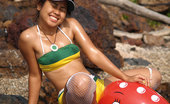 Joon Mali Red Whale NN 343806 Adorable Joon Mali Plays At Beach In Her Boyshort Bikini
