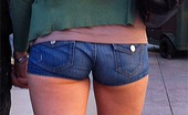 Upskirt Collection
 345545 Girl posing in tiny jeans shorts