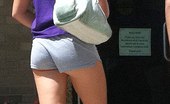 Upskirt Collection
 345570 Girl in tiny denim shorts spreading
