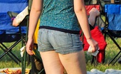 Upskirt Collection
 345572 Jeans shorts back view spied on cam