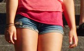 Upskirt Collection
 345576 Girl taking her jeans shorts off