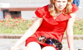 Upskirt Collection
 345903 Seductive red mini dress upskirt