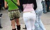 Upskirt Collection
 346457 Tight spandex jeans on bentover gals