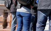 Upskirt Collection
 346465 Tight fitting jeans outdoor view