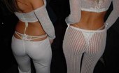Upskirt Collection
 346904 White panties clearly seen through babe's sheer trousers