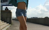 Upskirt Collection
 346994 Enjoy photo session with bare titted girl in jeans short