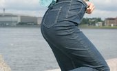 Upskirt Collection
 346995 Chick's tight jeans pulled down exposing firm butts