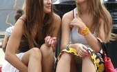 Upskirt Collection
 347578 Hot lesbians party & reveal no panty upskirt
