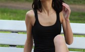 Upskirt Collection
 347656 Bare pussy up denim skirt
