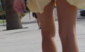 Upskirt Collection
 347718 Young blonde in white mini on the street. Real upskirt