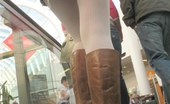 Upskirt Collection
 347800 Babe in white pantyhose peeked. Escalator upskirt