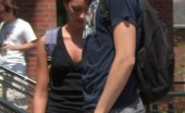 Upskirt Collection
 347890 Pretty brunette in blue skirt. Candid street upskirt