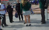Upskirt Collection
 347938 Schoolgirl upskirt - legal teen in green skirt spyed