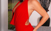 Glamour Models Gone Bad Megen Jones Hot Babe In A Red Dress Rubbing Her Pussy
