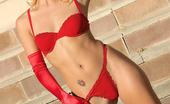 Glamour Models Gone Bad Jenni Lee Cute Little Blonde Taking Off Her Sexy Red Bikini
