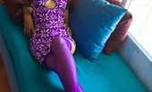 Lily Koh Pick Me Up NN 373329 Lily Koh Flashes White Cotton Panties Under A Purple Dress
